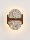 modern walnut travertine disc led wall sconce