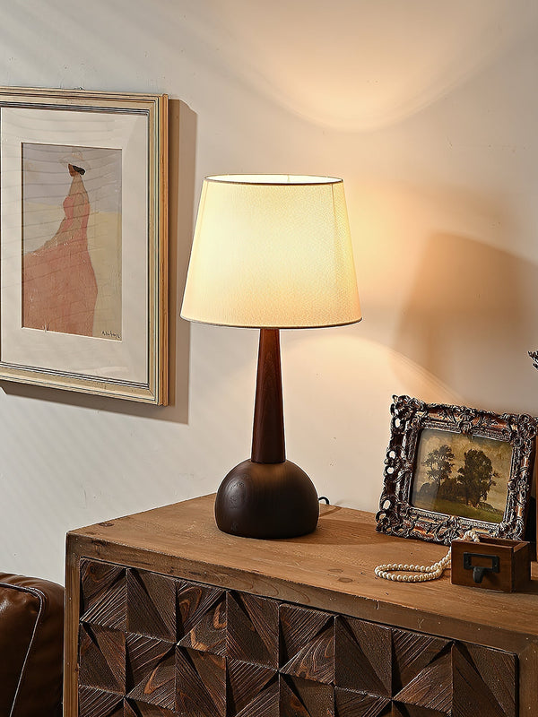 modern walnut wood fabric table lamp