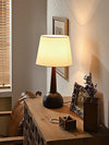 modern walnut wood fabric table lamp