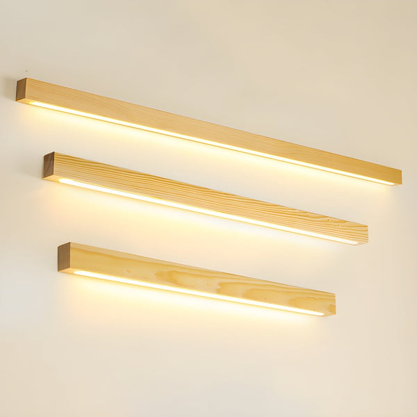 modern walnut wood linear led wall light