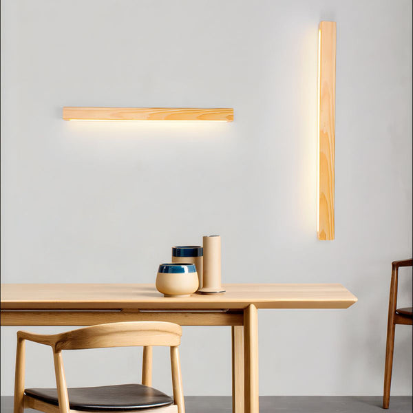 modern walnut wood linear led wall light