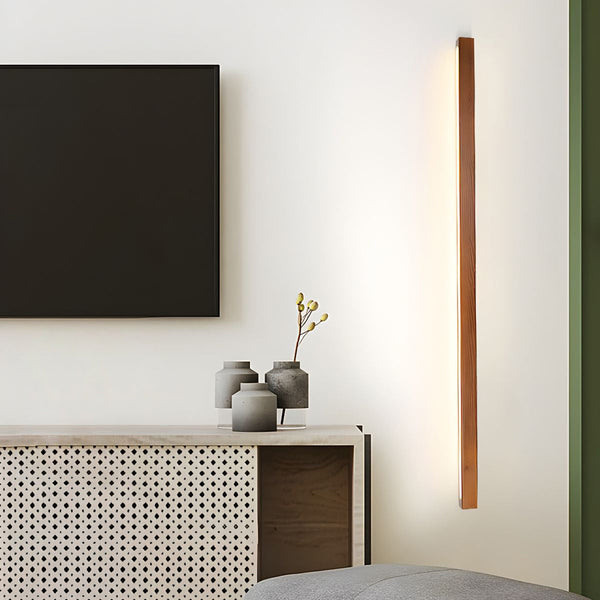 modern walnut wood linear led wall light
