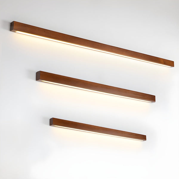 modern walnut wood linear led wall light