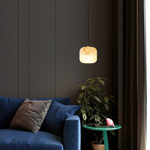 modern white alabaster brass mini pendant light 2