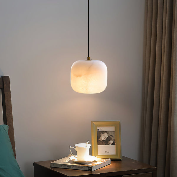 modern white alabaster brass mini pendant light 2