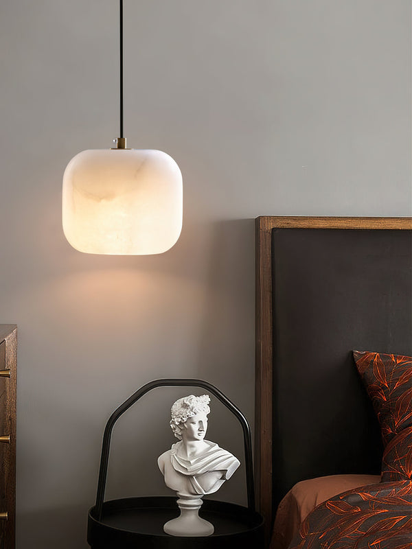 modern white alabaster brass mini pendant light 2