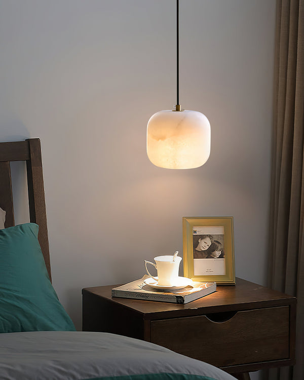 modern white alabaster brass mini pendant light 2