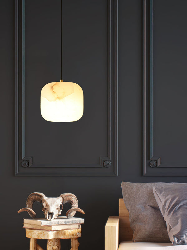 modern white alabaster brass mini pendant light 2