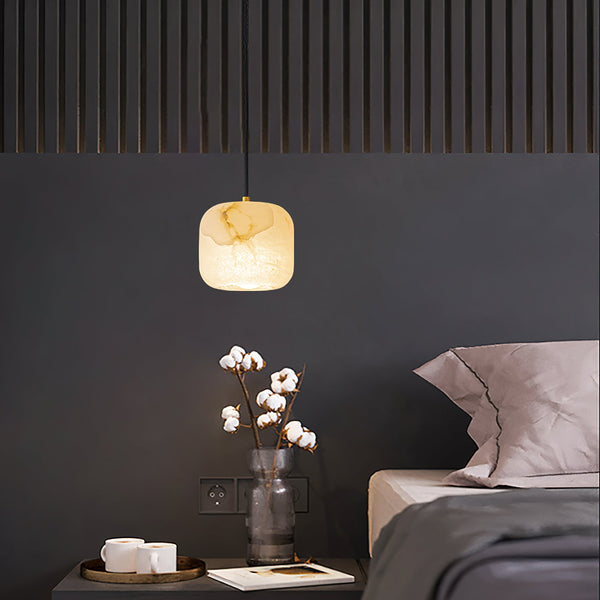 modern white alabaster brass mini pendant light 2
