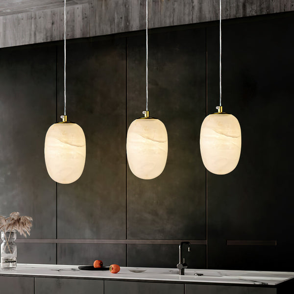 modern white alabaster brass mini pendant light 2