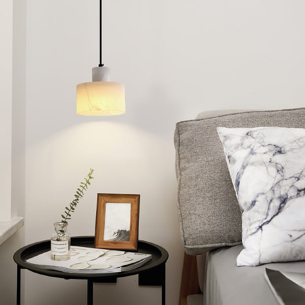 modern white alabaster cylinder pendant lamp