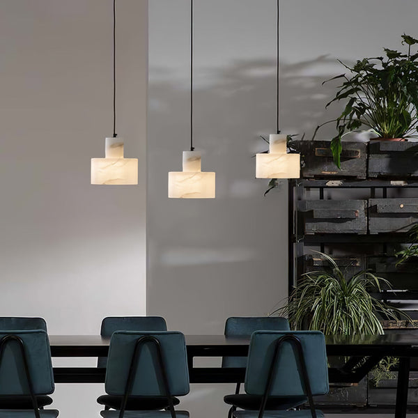 modern white alabaster cylinder pendant lamp