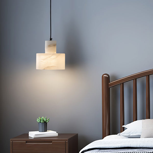 modern white alabaster cylinder pendant lamp