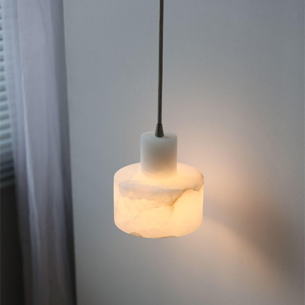 modern white alabaster cylinder pendant lamp