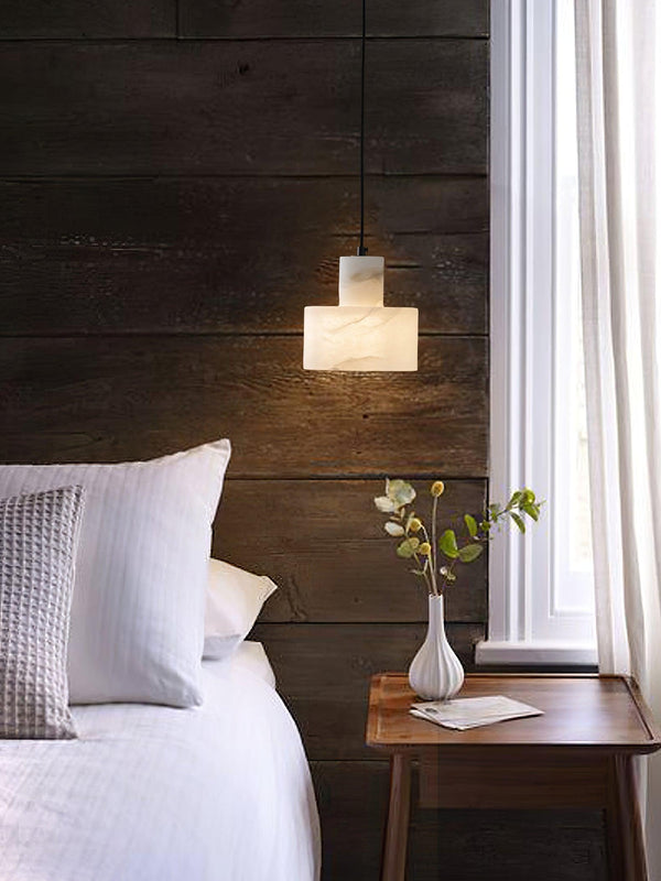 modern white alabaster cylinder pendant lamp