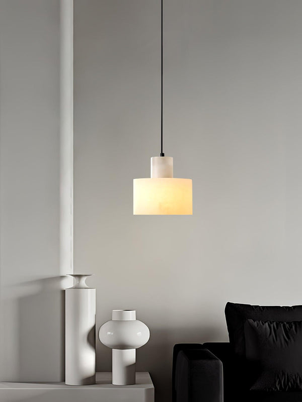 modern white alabaster cylinder pendant lamp
