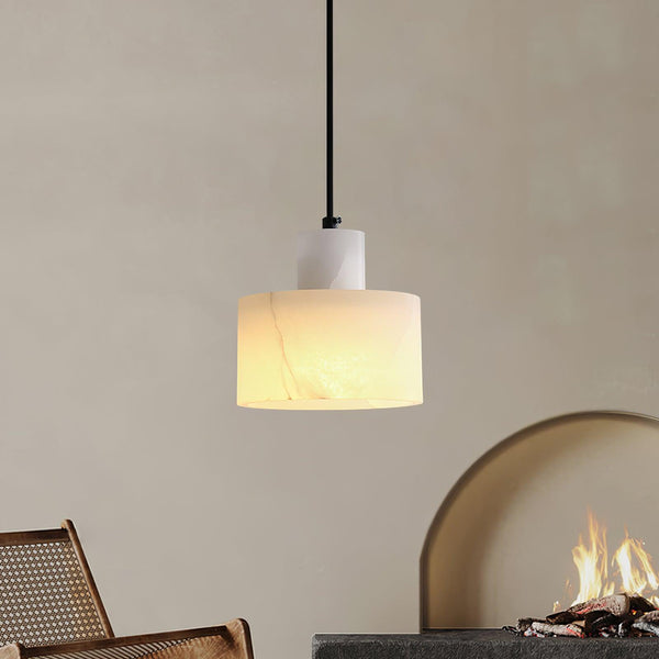 modern white alabaster cylinder pendant lamp