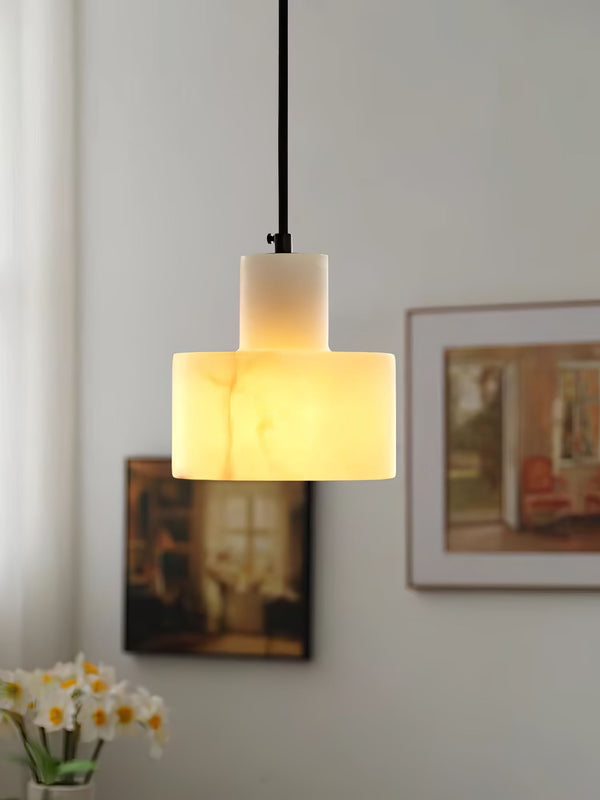 modern white alabaster cylinder pendant lamp