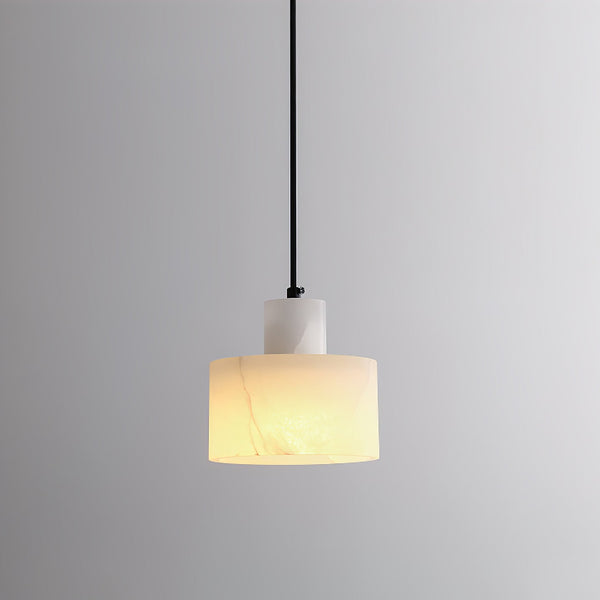 modern white alabaster cylinder pendant lamp