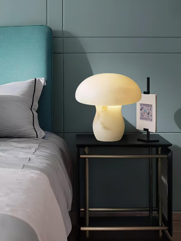 modern white alabaster mushroom table lamp brass