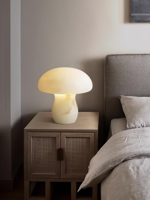 modern white alabaster mushroom table lamp brass