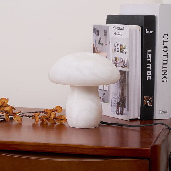 modern white alabaster mushroom table lamp brass