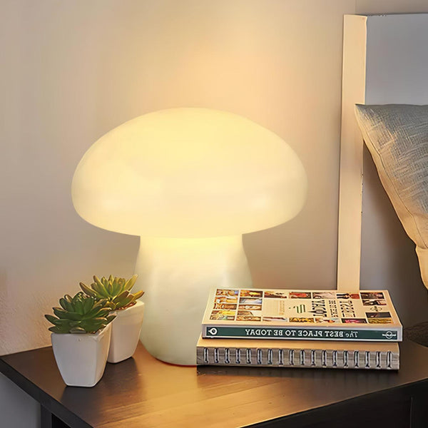 modern white alabaster mushroom table lamp brass