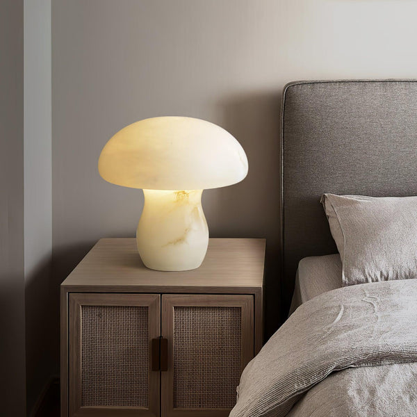 modern white alabaster mushroom table lamp brass