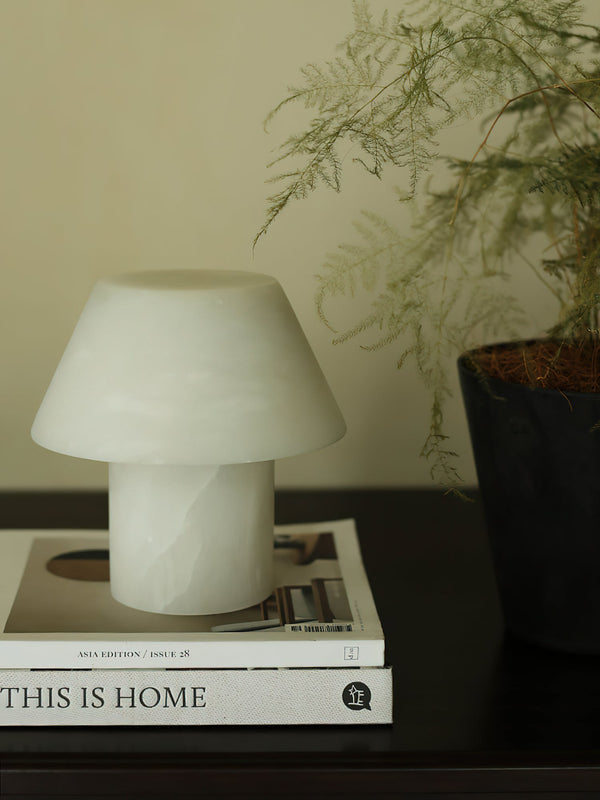 modern white alabaster orb table lamp