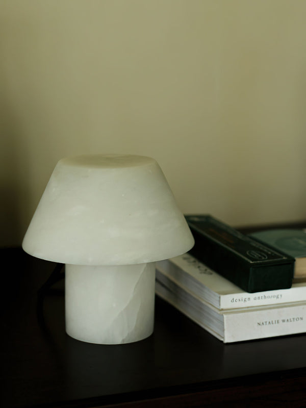 modern white alabaster orb table lamp