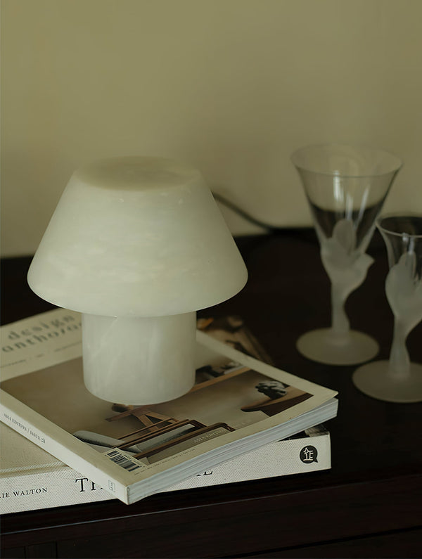 modern white alabaster orb table lamp