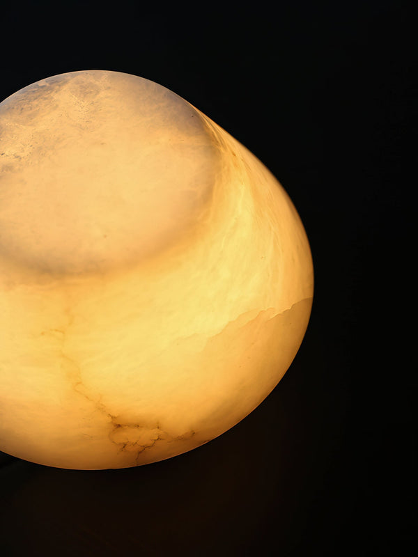 modern white alabaster orb table lamp
