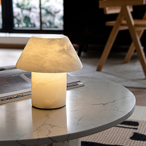 modern white alabaster orb table lamp