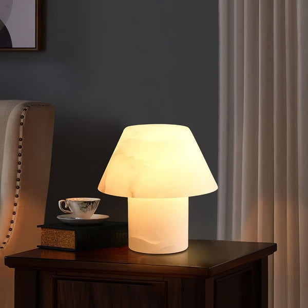 modern white alabaster orb table lamp