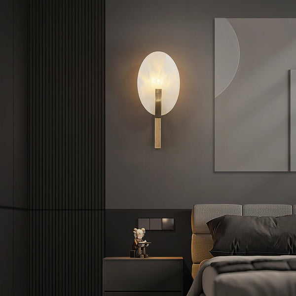 modern white alabaster plug in wall lamp