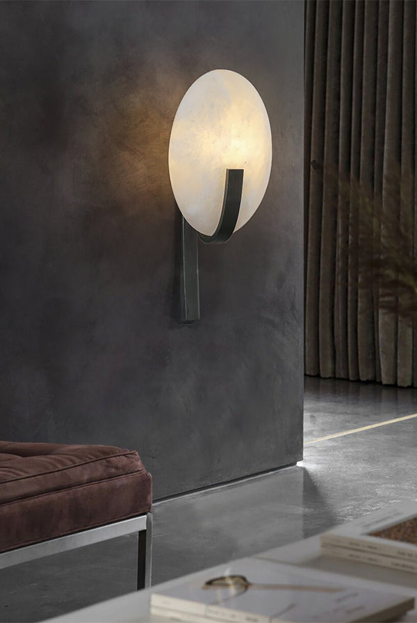 modern white alabaster plug in wall lamp