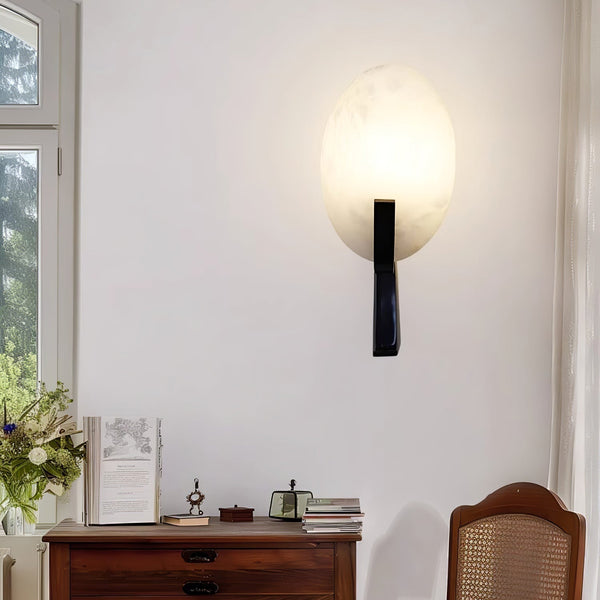 modern white alabaster plug in wall lamp