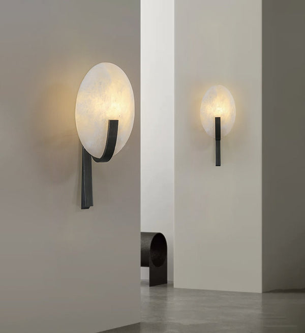 modern white alabaster plug in wall lamp