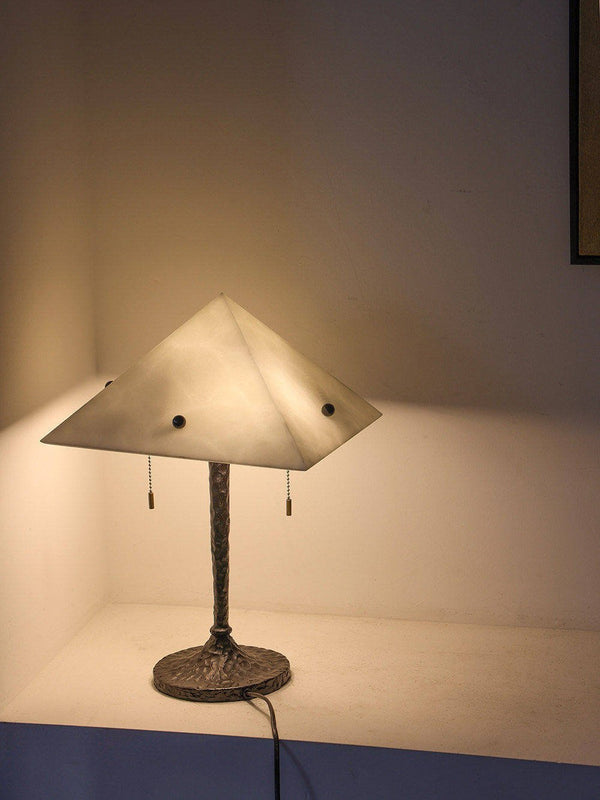 modern white alabaster prism table lamp