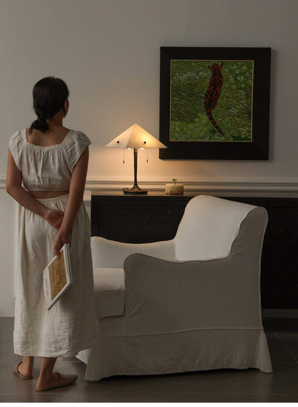 modern white alabaster prism table lamp