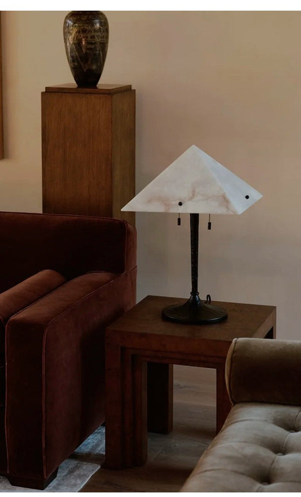 modern white alabaster prism table lamp