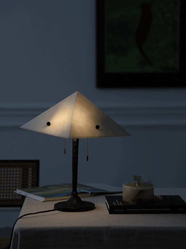 modern white alabaster prism table lamp