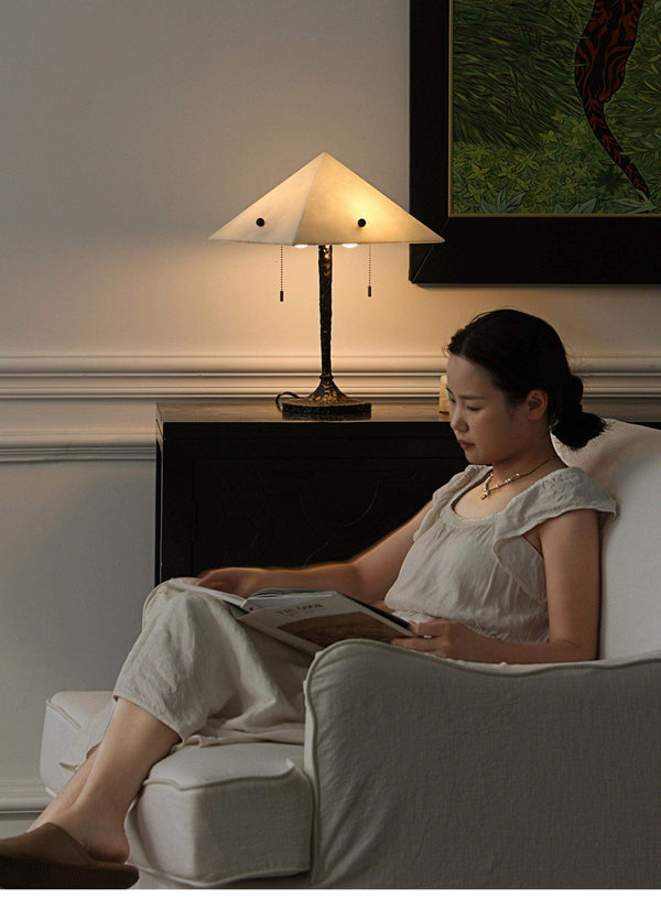 modern white alabaster prism table lamp