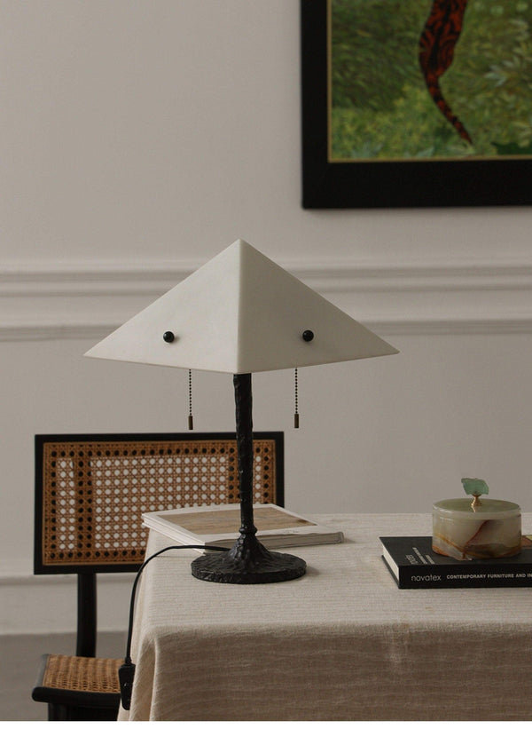 modern white alabaster prism table lamp