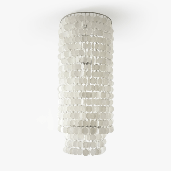 modern white capiz shell column chandelier