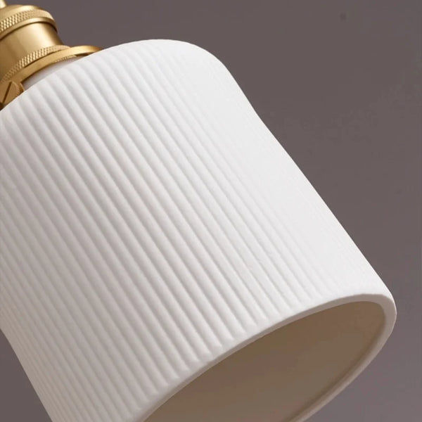 modern white ceramic pleated pendant light copper