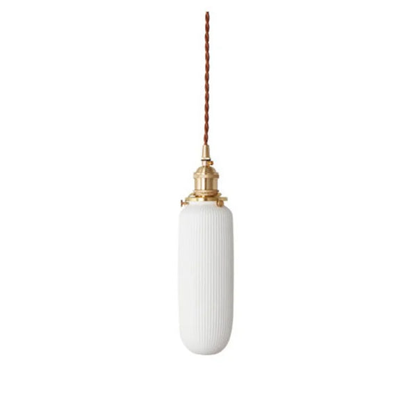 modern white ceramic pleated pendant light copper