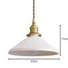 modern white ceramic pleated pendant light copper