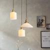 modern white ceramic pleated pendant light copper