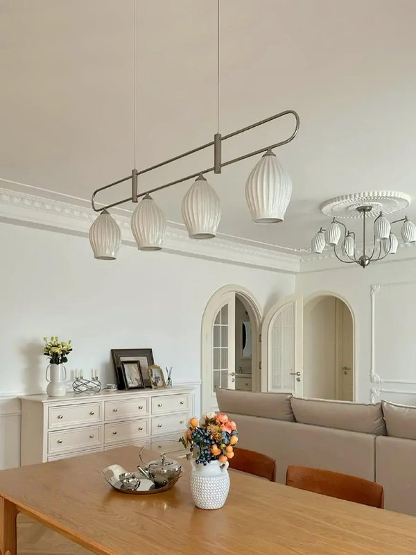 modern white ceramic ribbed pendant light